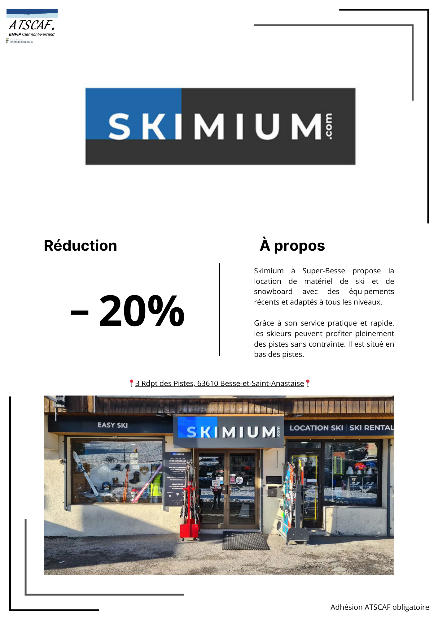 Skimium à Super Besse : -25 % sur la location de matériel ski et snowboard