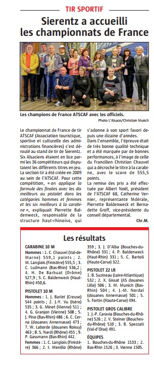 article journal l'Alsace Finale CNIF TIR 2019