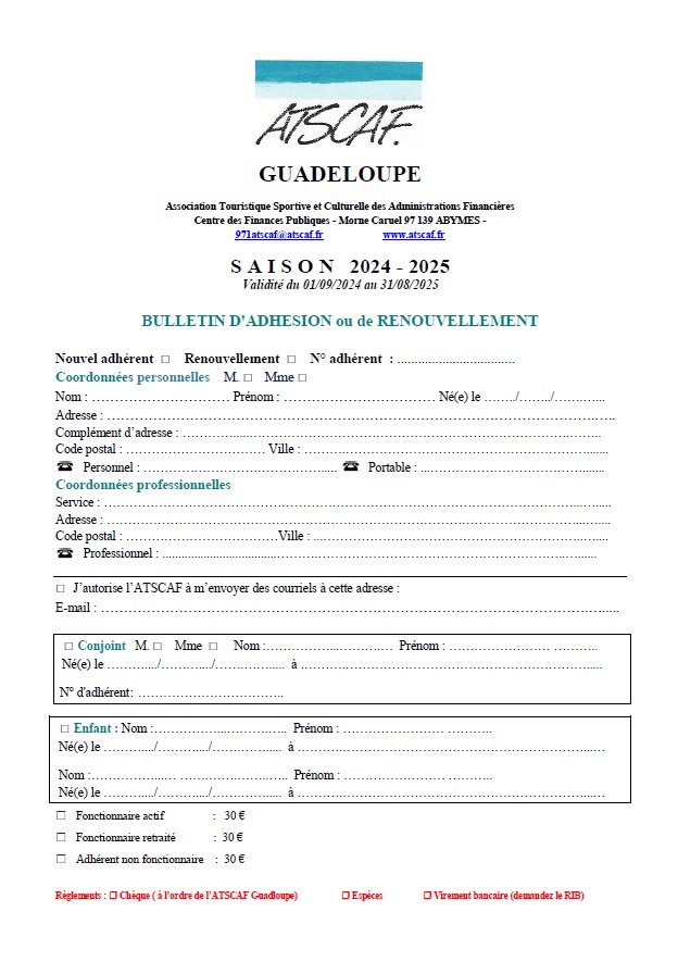 Bulletin d'adhésion 