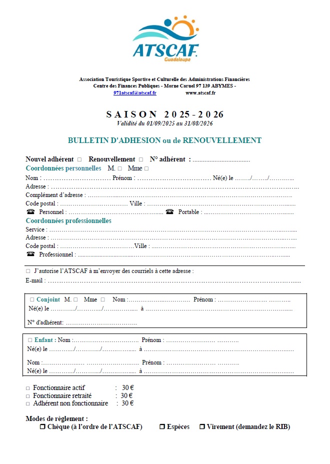 Bulletin d'adhésion 2025-2026